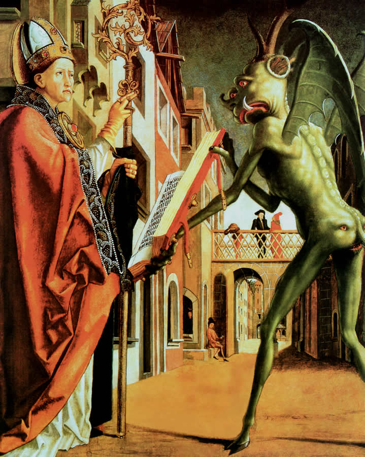 San Agustín y el diablo (Por Michael Pacher. 1471)