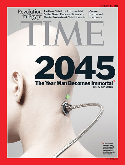 Cabeza conectada ordenador Time magazine 2045 the year man becomes immortal